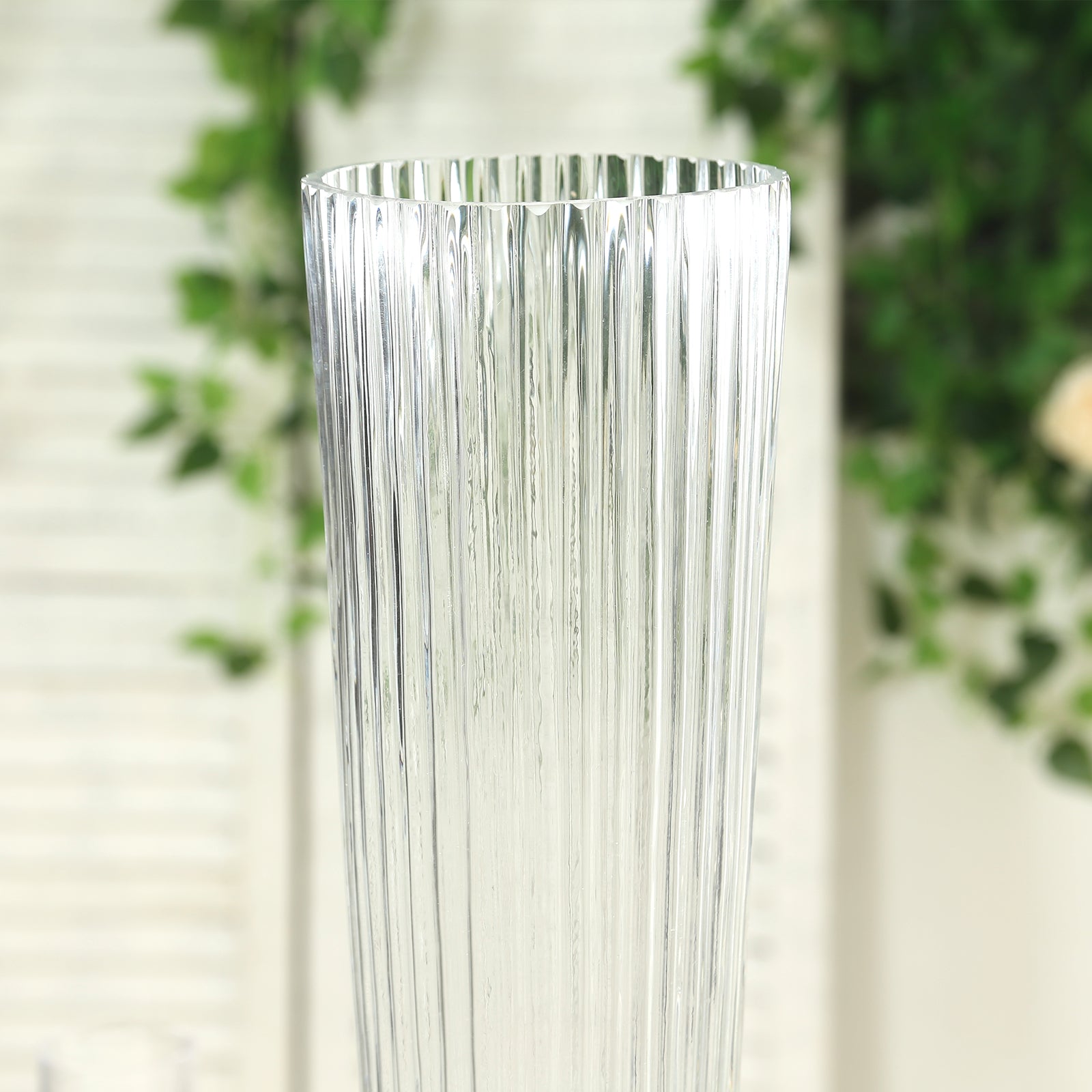 Efavormart Ribbed Glass Trumpet Vase