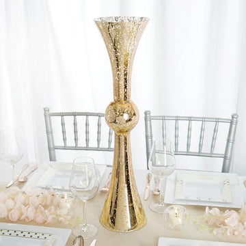 Create Unforgettable Moments with Gold Mercury Reversible Latour Trumpet Glass Vases