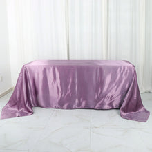 90 Inch By 132 Inch Violet Amethyst Satin Tablecloth