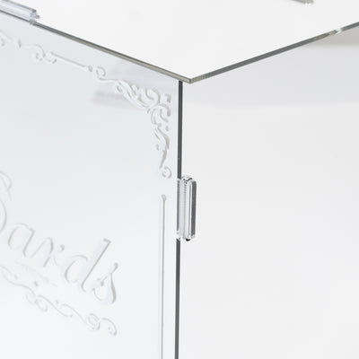 Acrylic card box with elegant engraving and transparent design.