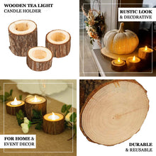 Set of 3 | Assorted Farmhouse Wood Slice Votive Candle Holders