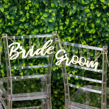 Set of 2 | Natural Wood Bride and Groom Chair Signs, Wedding Photo Booth Props#whtbkgd
