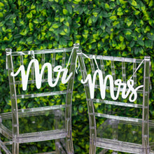 Set of 2 | White Wood Mr and Mrs Chair Signs, Wedding Photo Booth Props#whtbkgd