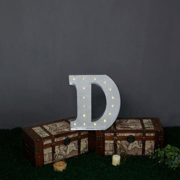 Vintage Metal Marquee D Letter Light Cordless - Perfect for Wedding Decor and Party Lighting
