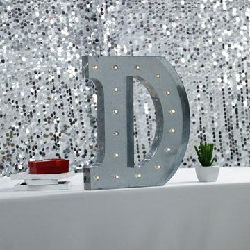 Vintage Metal Marquee D Letter Light Cordless With 16 Warm White LED 20 - The Perfect Event Decor