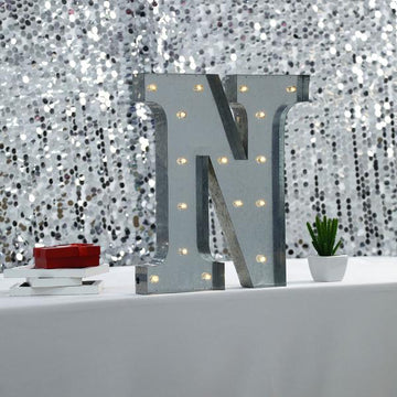 Vintage Metal Marquee N Letter Light Cordless With 16 Warm White LED 20'' - Perfect for Event Decor