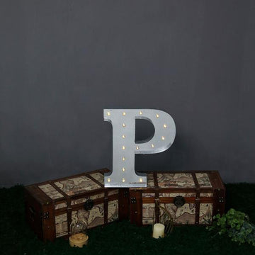 Multi-Use Vintage Metal Marquee P Letter Light - Wedding Decor, Party Lighting, Event Lighting