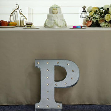 Vintage Metal Marquee P Letter Light Cordless With 16 Warm White LED 20 - Decorative Event Decor
