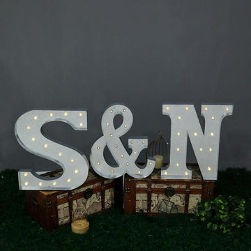 Vintage Metal Marquee Letter 'S' Lights Cordless - The Perfect Addition to Your Event Décor