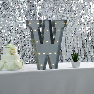 Vintage Metal Marquee W Letter Light Cordless With 16 Warm White LED 20 - Perfect for Any Event