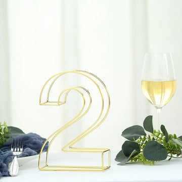 Elegant Gold Freestanding 3D Decorative Metal Wire Table Numbers