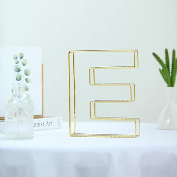Enhance Your Wedding Decor with the Gold Freestanding 3D Decorative Wire 'E' Letter