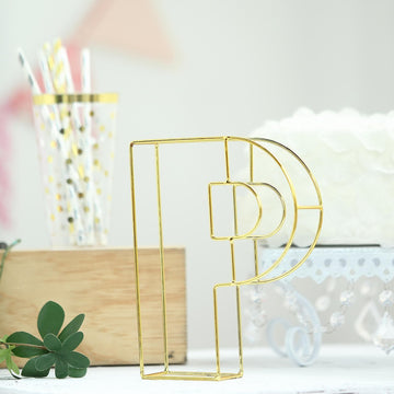 Add a Touch of Elegance with the Gold Freestanding 3D Decorative Wire 'P' Letter