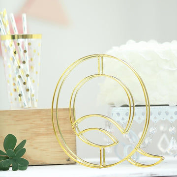 Add Elegance to Your Space with the Gold Freestanding 3D Decorative Wire 'Q' Letter