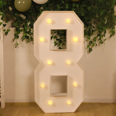 Large decorative number 8 with lights, perfect for celebrations and events.