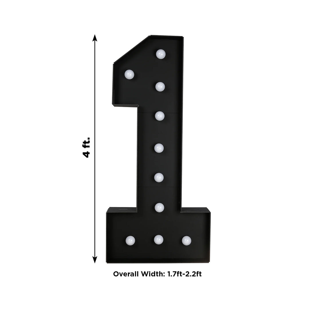 4ft Foam Board LED Number 1 Marquee Black | eFavormart