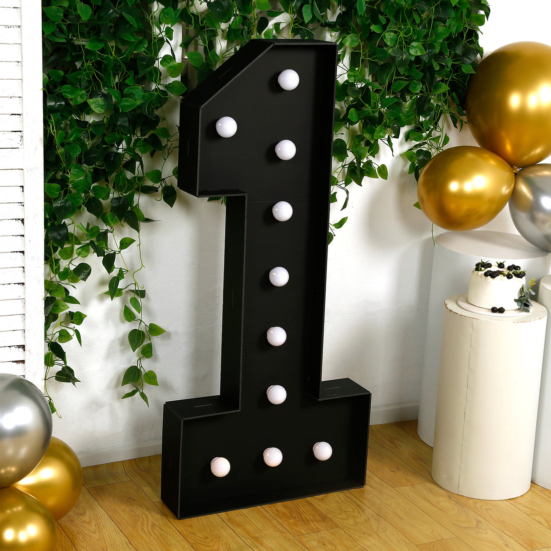 4ft Foam Board LED Number 1 Marquee Black | eFavormart