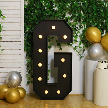 4ft Giant LED Marquee Letter "G", Black Pre-Cut Foam Board with 10 Warm White Battery Operated LEDs, Glue Gun and Sticks
