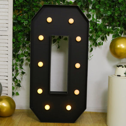 4ft Giant LED Marquee Letter "O", Black Pre-Cut Foam Board with 10 Warm White Battery Operated LEDs, Glue Gun and Sticks