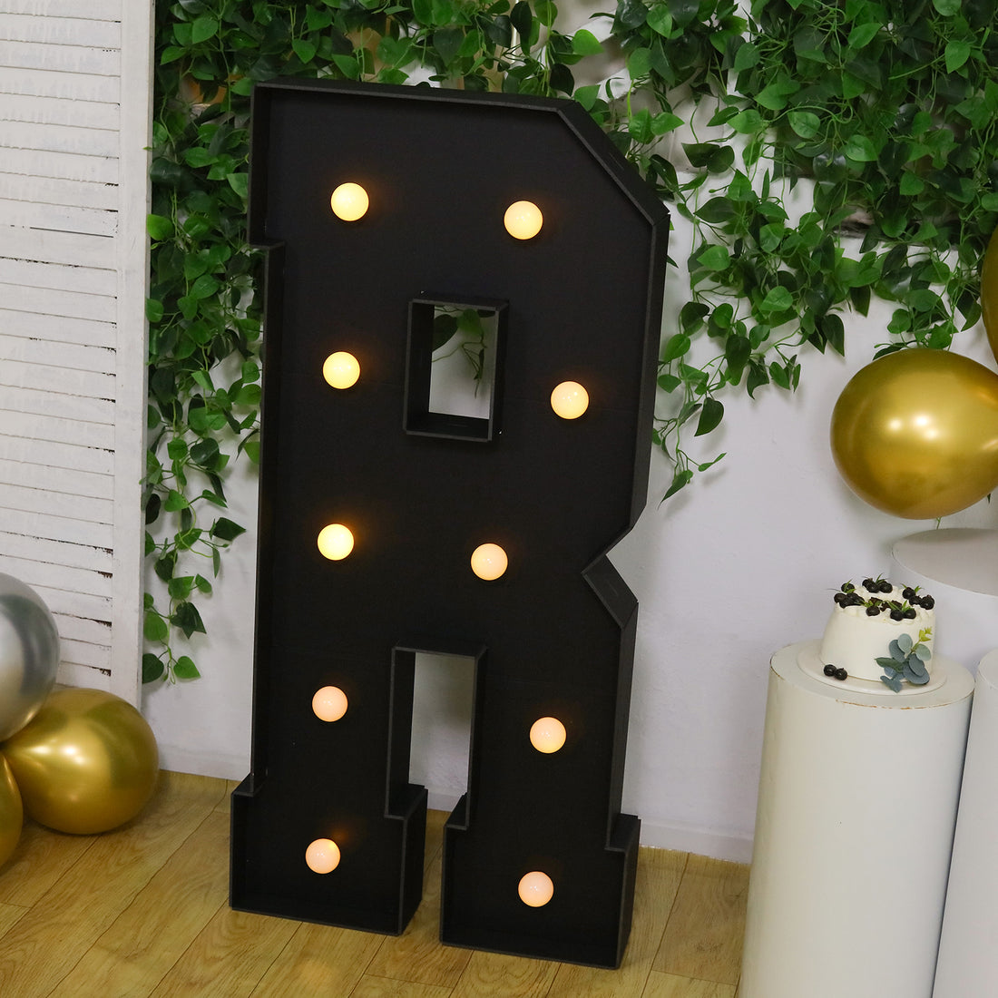 4ft Foam Board LED Letter R Marquee Black | eFavormart