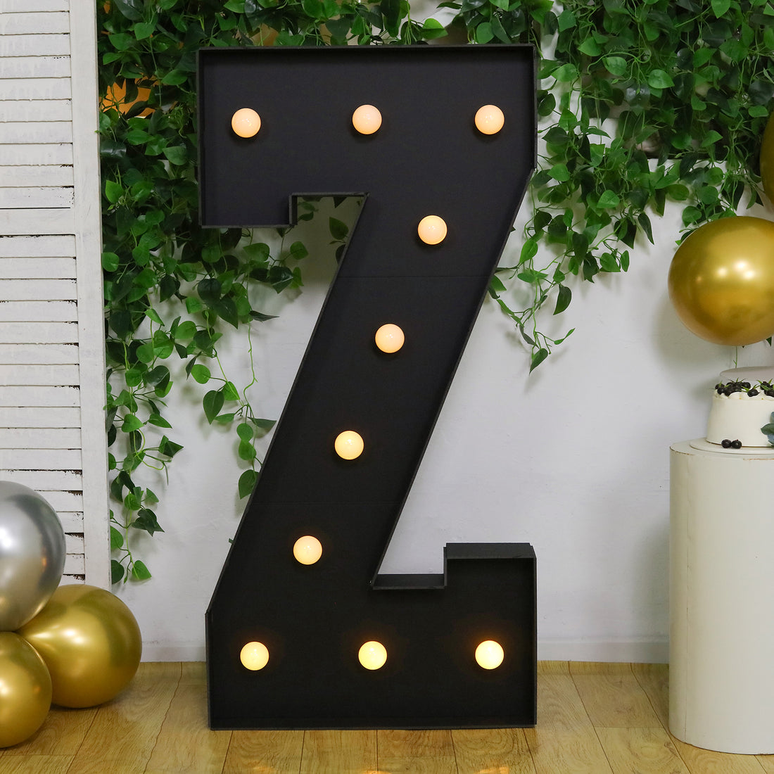 Large decorative letter "Z" with lights, perfect for events or celebrations.