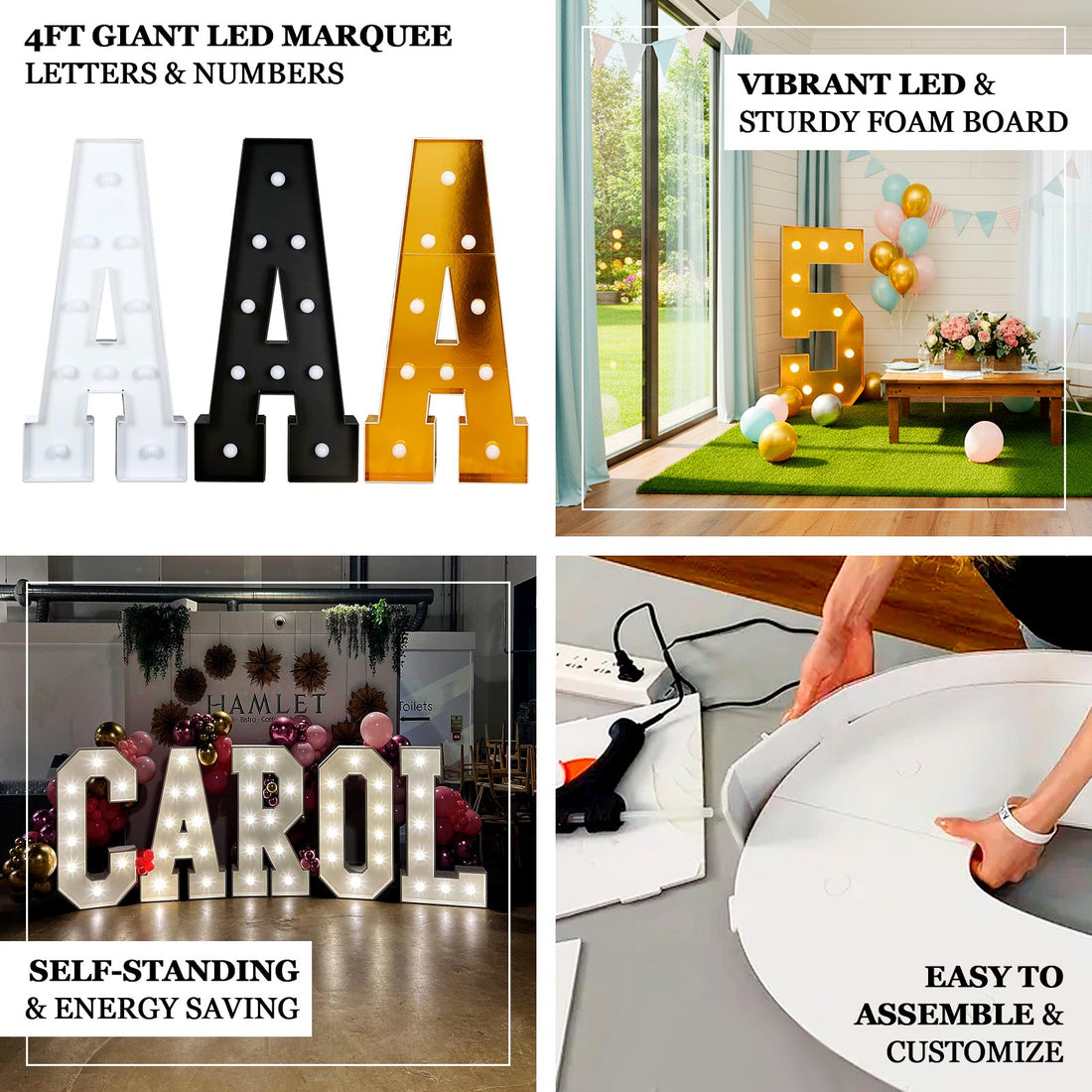 4ft Foam Board LED Number 1 Marquee Black | eFavormart