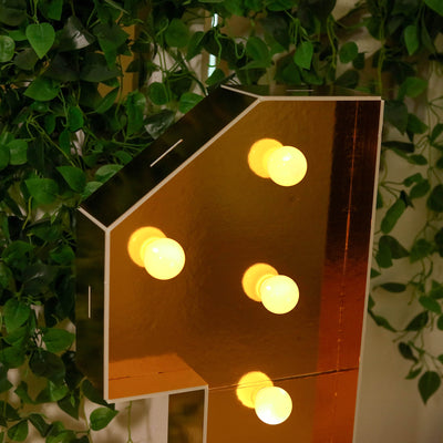Decorative light fixture with warm bulbs against greenery background.