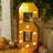 Gold number six marquee sign with lights, perfect for celebrations.