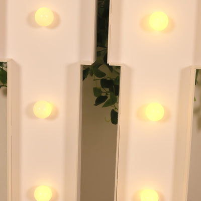 Lighted marquee letters with warm glowing bulbs for decorative displays.