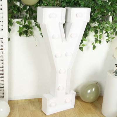 Large decorative letter "Y" with lights, perfect for events or parties.