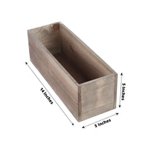 Rectangular Natural Wood Planter Box Set 14 Inch x 5 Inch with Removable Plastic Liners