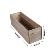 Natural Wood Planter Box Set Rectangular Shaped 18 Inch x 6 Inch with Removable Plastic Liners