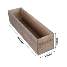 Natural Wood Planter Box Set Rectangular Shaped 24 Inch x 6 Inch with Removable Plastic Liners
