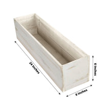24"x6" Whitewash Rectangular Wood Planter Box Set With Removable Plastic Liners