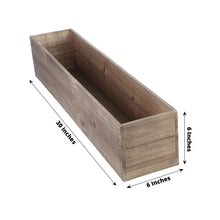 Natural Wood Planter Box Set Rectangular Shaped 30 Inch x 6 Inch with Removable Plastic Liners 2 Pac