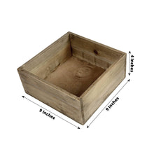 Pack of 2 Natural Wood Square Planters 9 Inch with Removable Plastic Liners