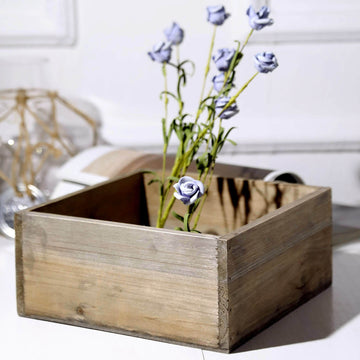 Natural Square Wood Planter Box Set - Rustic Charm for Any Setting