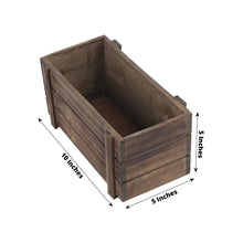 Smoked Brown Rustic Natural Wood Planter Box Set 10 Inch x 5 Inch with Removable Plastic Liners 2 Pa