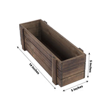Smoked Brown Rustic Natural Wood Planter Box Set 14 Inch x 5 Inch with Removable Plastic Liners