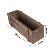 Smoked Brown Rustic Natural Wood Planter Box Set 18 Inch x 6 Inch with Removable Plastic Liners