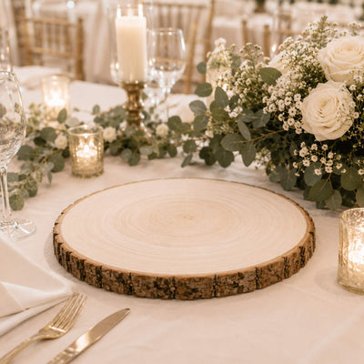 Poplar Wood Slabs Rustic Round Slices 15" Dia - Natural Bases for Wedding Centerpieces