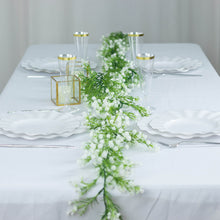 6ft White Artificial Silk Gypsophila Table Flower Garland, Faux Baby Breath Hanging Flower Vines