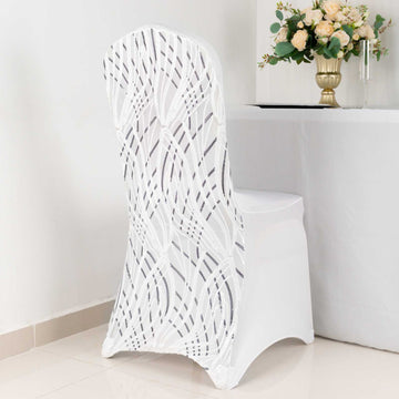 Elevate Your Event with the White Black Spandex Banquet Chair Cover