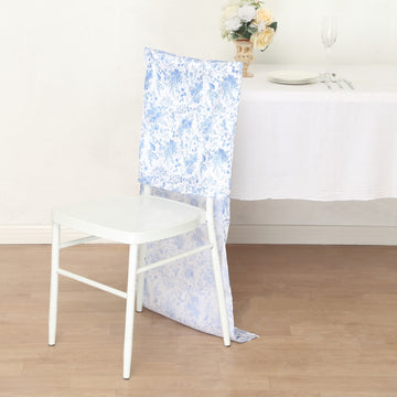 Elevate Your Wedding Decor with the White Blue Satin Chiavari Chair Slipcover