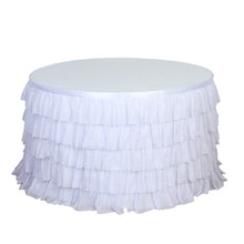 14ft 5-Tier White Chiffon Ruffled Tutu Table Skirt with Satin Backing#whtbkgd