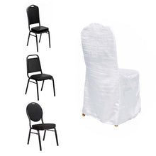 White Crinkle Crushed Taffeta Banquet Chair Cover, Reusable Wedding Chair Cover