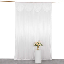 White Double Drape Pleated Satin Divider Backdrop Curtain Panel, Glossy Photo Booth Event Drapes