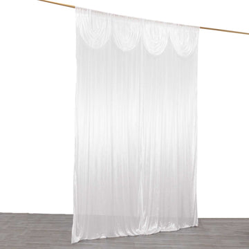 Create Lasting Memories with the White Double Drape Pleated Satin Wedding Photo Backdrop Curtain