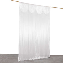 White Double Drape Pleated Satin Divider Backdrop Curtain Panel, Glossy Photo Booth Event Drapes