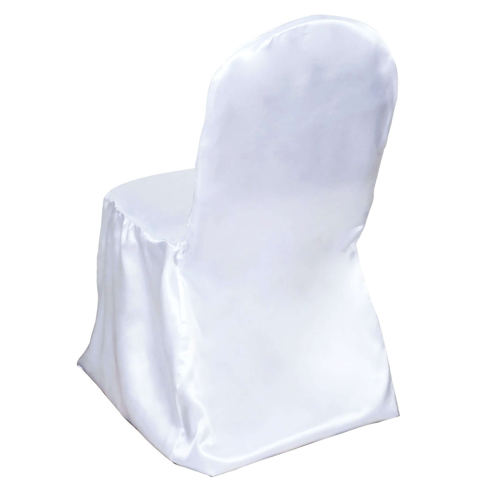 White Glossy Satin Banquet Chair Covers